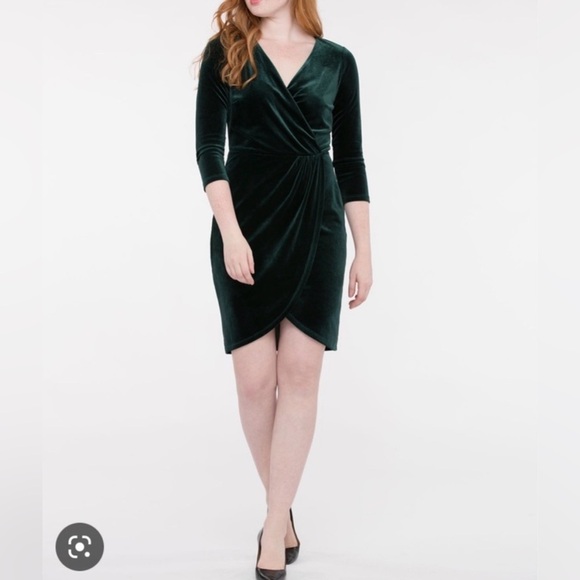 Ricki's Dresses & Skirts - Ricki's Velvet Wrap Dress in Deep Green